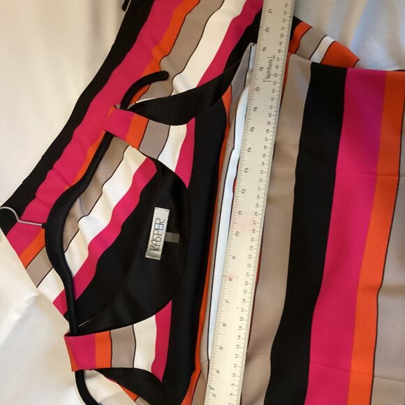 Vintage, Not Vanilla Kasper – Size 10 – Bold Striped Sleeveless Top & Skirt - Picture 7 of 11